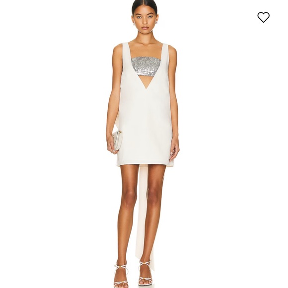 STAUD White Mini Dress with Silver Detail